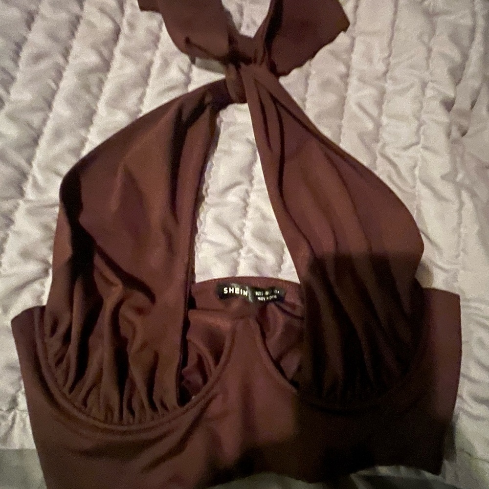 SHEIN Chocolate Halter Top